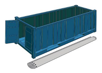 Drawing of an open top container with removable roof