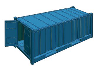 Drawing of an upgraded or high cube shipping container
