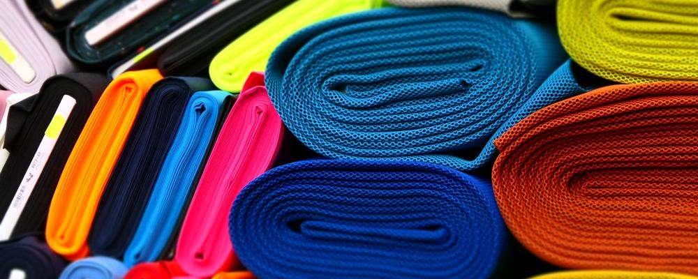 Rolls of colourful textile