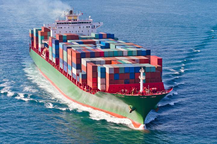 Container vessel at sea